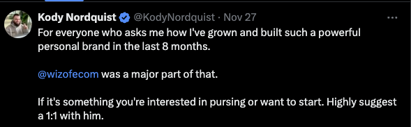 Kody Nordquist — highly suggest a 1:1