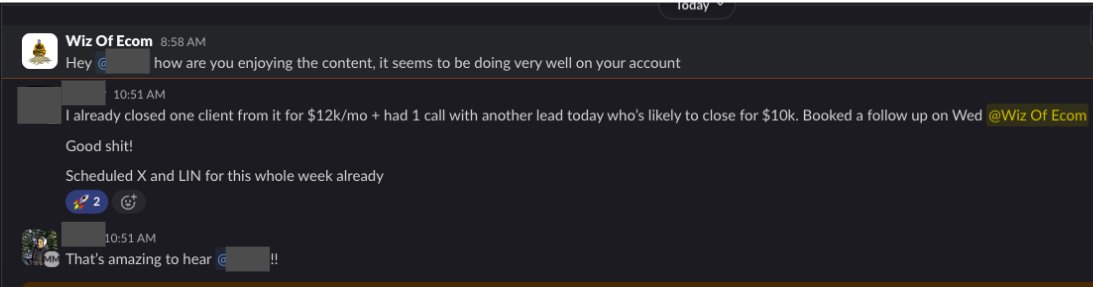 Closed $12k/mo client + $10k follow-up