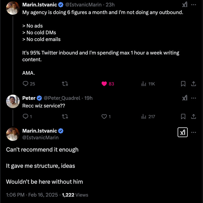 Marin Istvanic — 6 figures/mo, 95% Twitter inbound