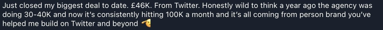Biggest deal ever — £46K from Twitter