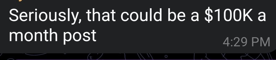 Operator quote — that could be a $100K/mo post